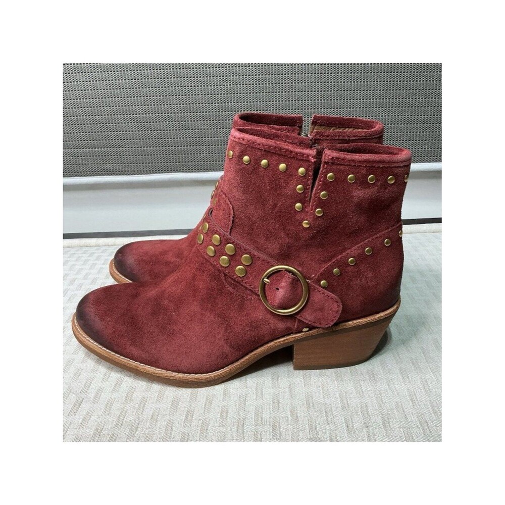 Sofft Womens Size 8M Allene II Red Brick Suede Harness Booties Boots Shoes